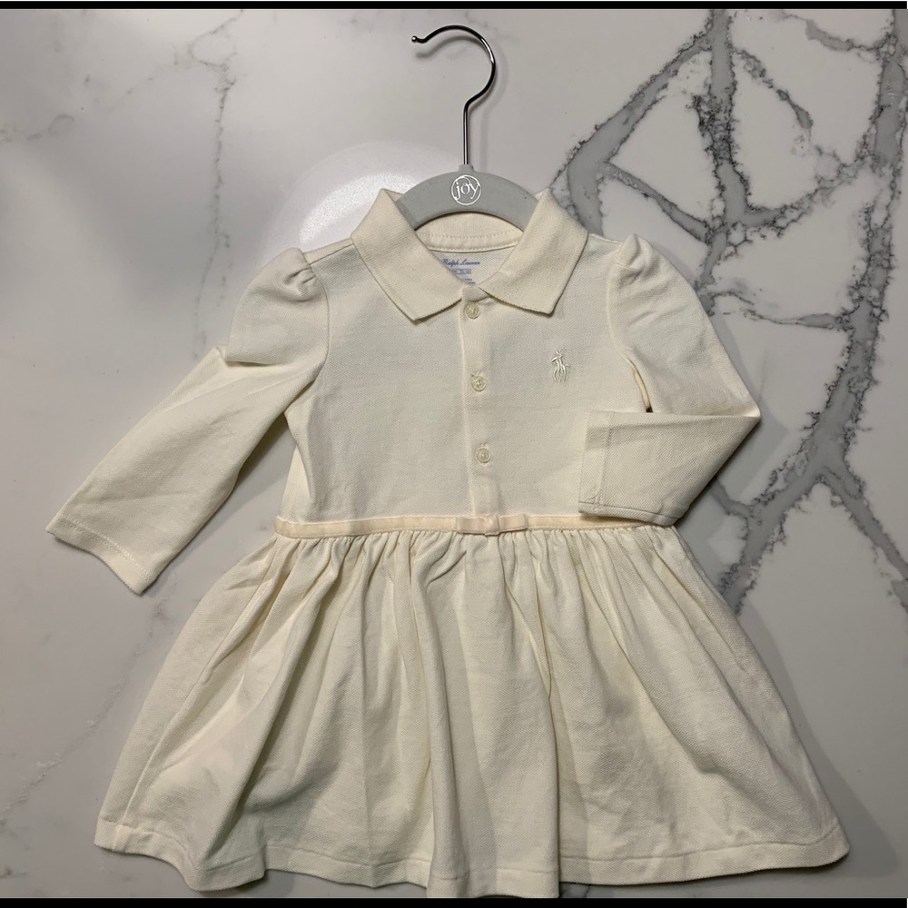 Ralph Lauren Cream Long Sleeve Polo Dress - 9 mo